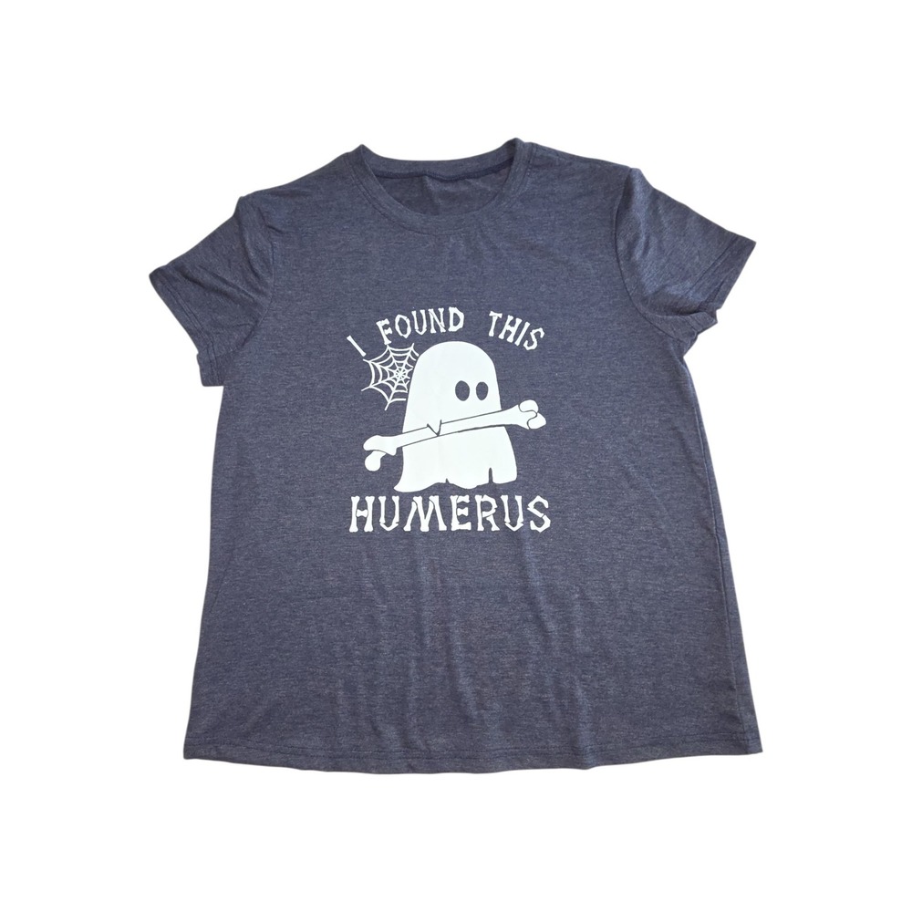 Unbranded T-Shirt Womens L Blue I Found This Humerus Ghost Halloween Graphic Tee